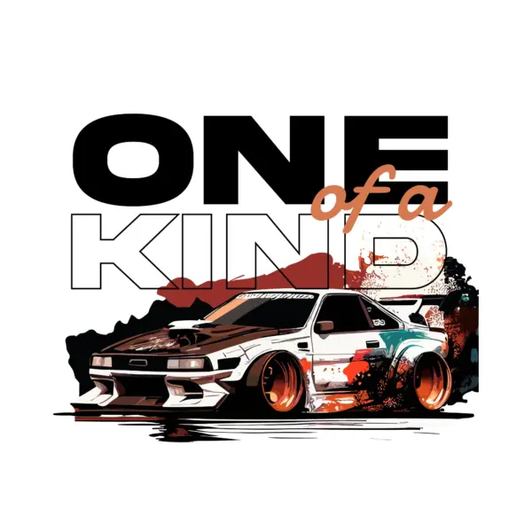 Personalized racing car with explosion of colors and phrase design