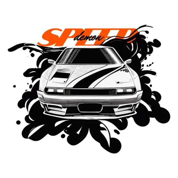 Futuristic car with frontal perspective and speed phrase design