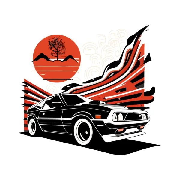 Futuristic car with mountains of lines design