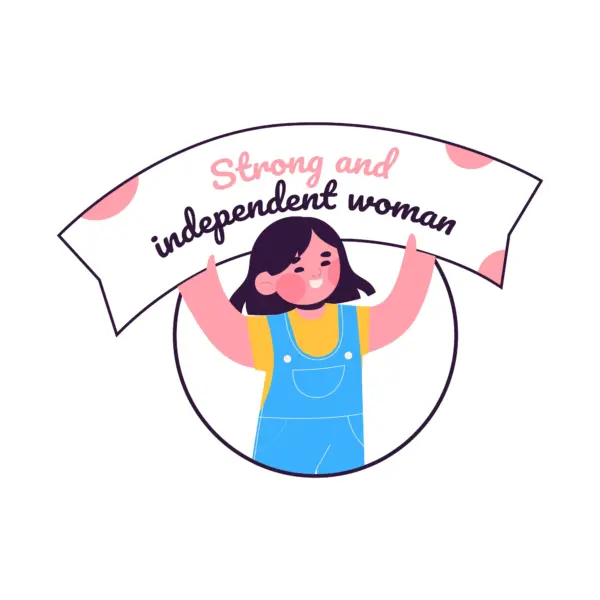 Girl happily holds a poster with a motivational phrase design