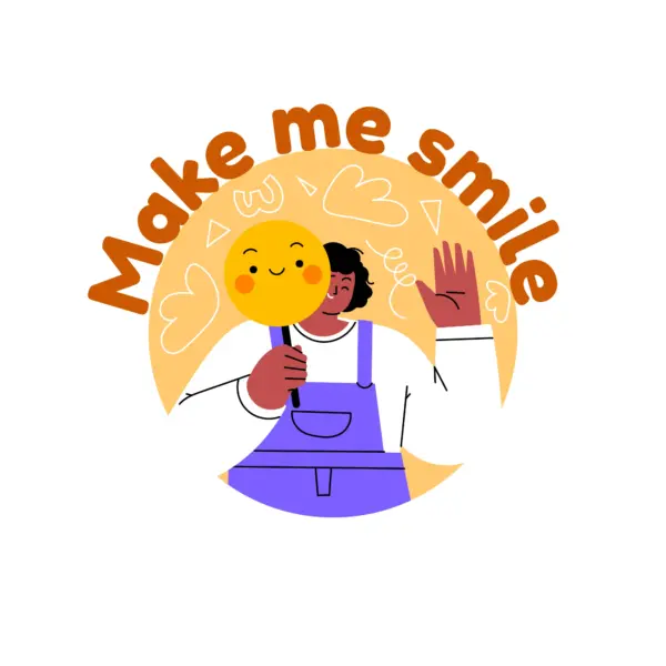 Girl waving with a happy face and a phrase design
