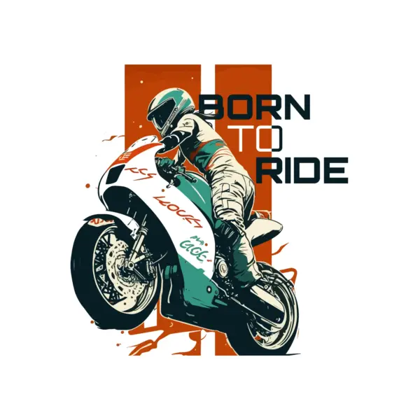 Sport racing motorcycle doing a wheelie design