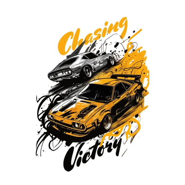 Two racing cars with racing phrase design