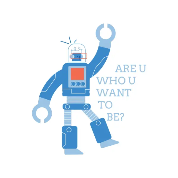 Robot greeting accompanied with a sentence about introspection design