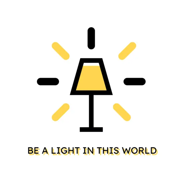 Lamp with sparkles and motivational phrase design