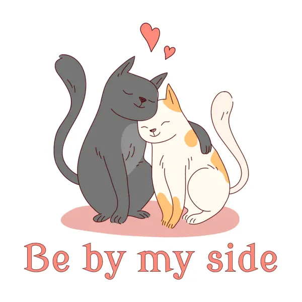 Two happy cats cuddling and giving each other love design