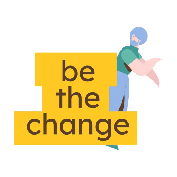 Motivational phrase on a sign with a man looking at it design