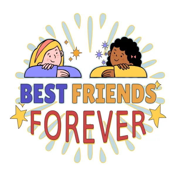 Two girls with a best friends forever quote design