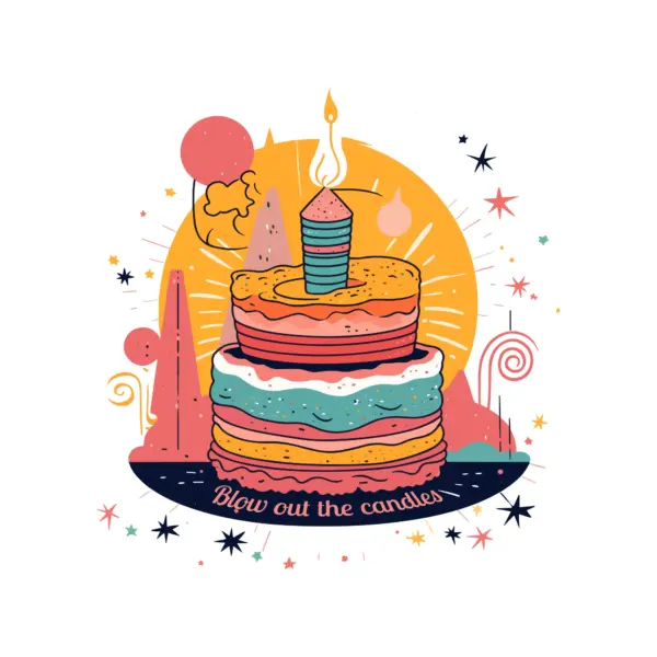 Cake decorated with balloons and birthday ornaments design