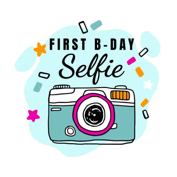 Birthday camera with birthday ornaments and phrase design