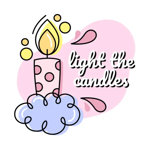 Phrase accompanying a glowing candle above smoke design