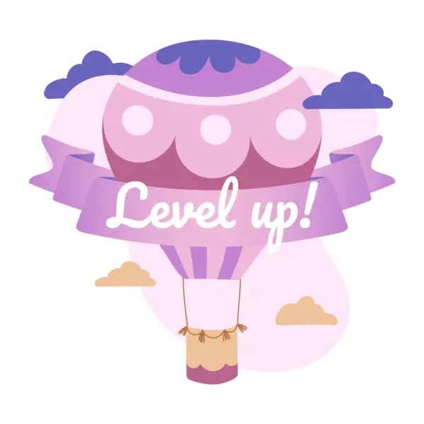 Pink hot air balloon with surrounding clouds design