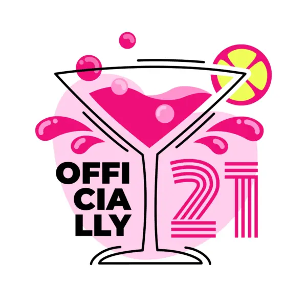 Birthday phrase with an alcoholic beverage design