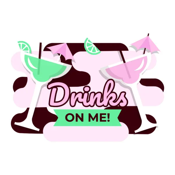 Cocktails of different colors with umbrellas and phrases design