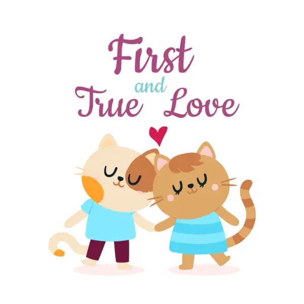 Cats holding hands with a love phrase design