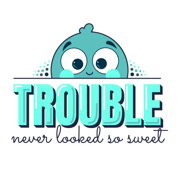 Sweetie with cute face and motivational phrase about problems design