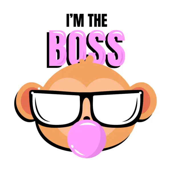 Brown jumpsuit with glasses, chewing gum with a phrase design