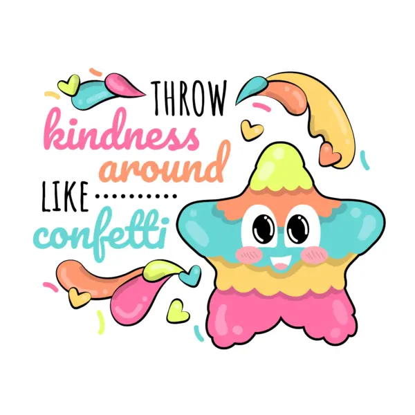 Multicolored happy starfish with phrase about good energies design