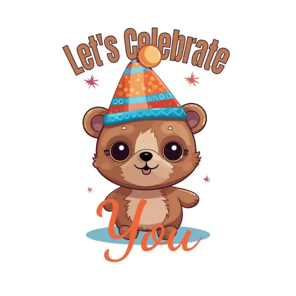 Teddy bear with cute face and birthday phrase design