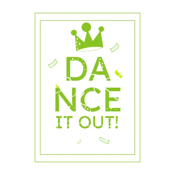 Dancing phrase inside a frame with a heart design