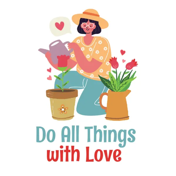 Girl with hat watering plants design