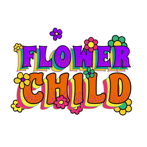 Phrase with different colors decorated with flowers design