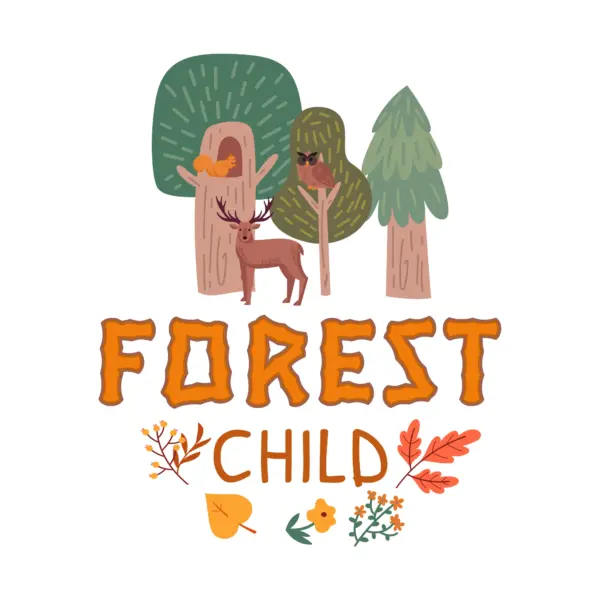 Forest with animals and children's phrase design