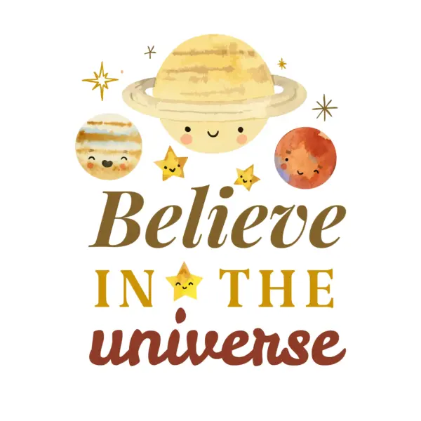 Happy planets and stars with phrase design