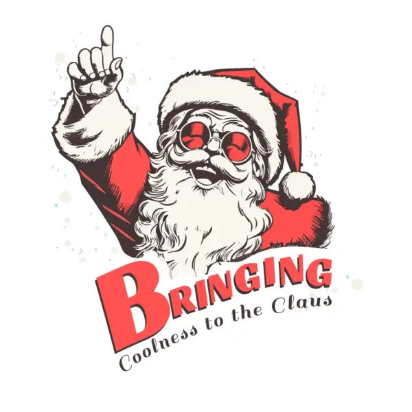 Happy Santa Claus, greeting with sunglasses and birthday phrase design