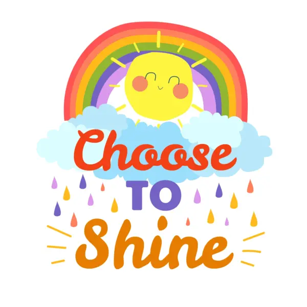 Happy sun with a rainbow with motivational quote design