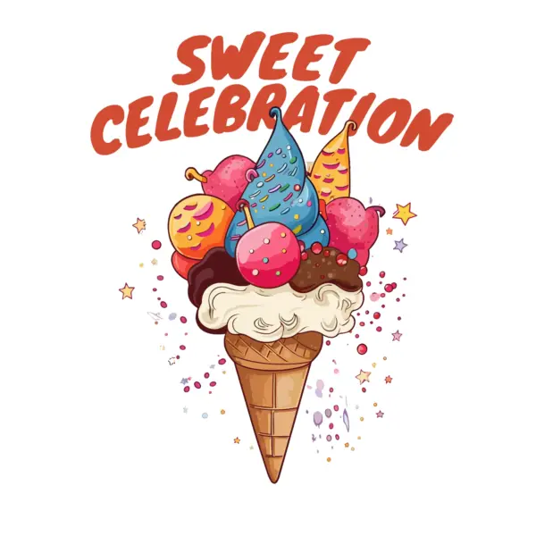 Ice cream with birthday phrase design