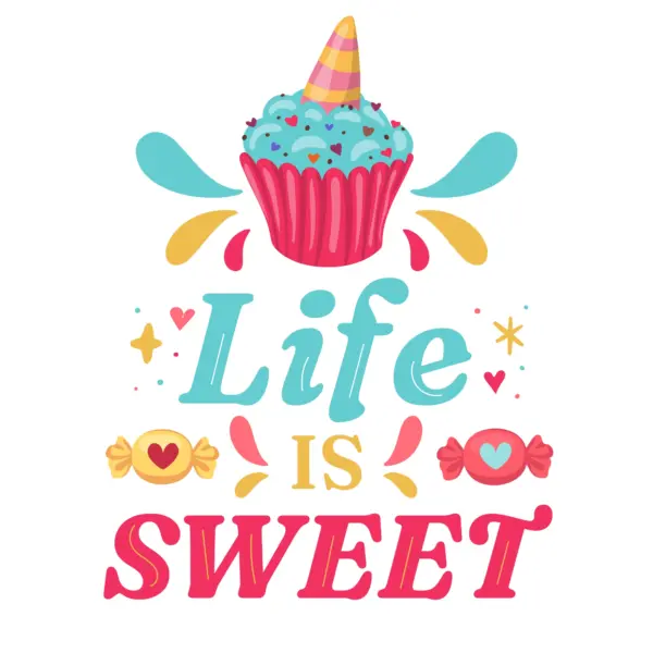 Punch with birthday hat, candy and stars adorn around a phrase design