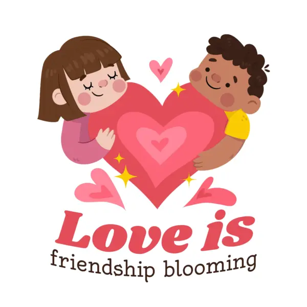 Couple of boys holding a heart with love phrase design