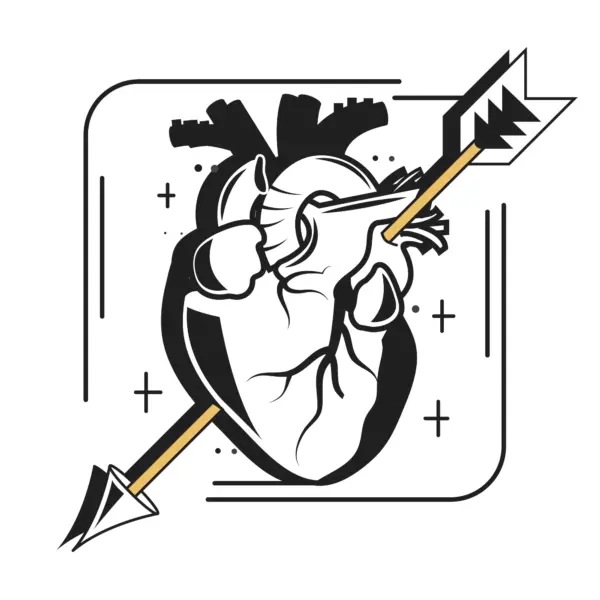 Heart pierced by an arrow design