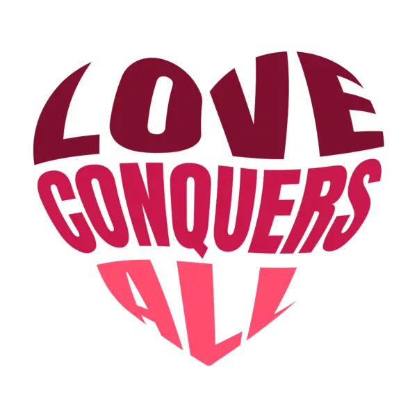 Love phrase in the shape of a heart design