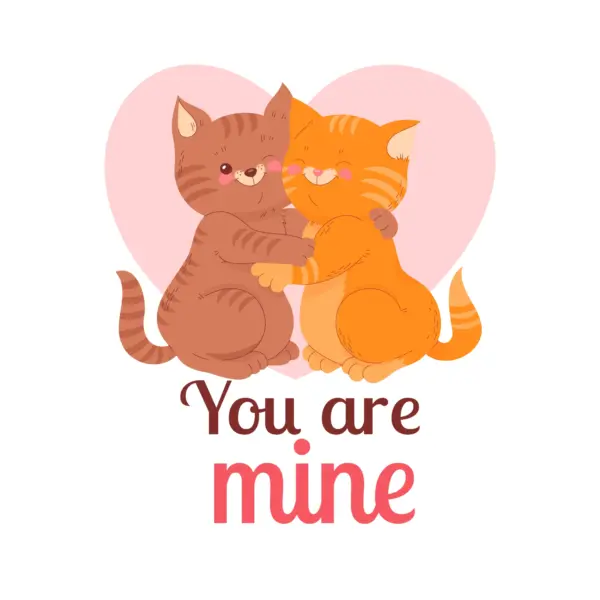 Cats hugging each other with love phrase design