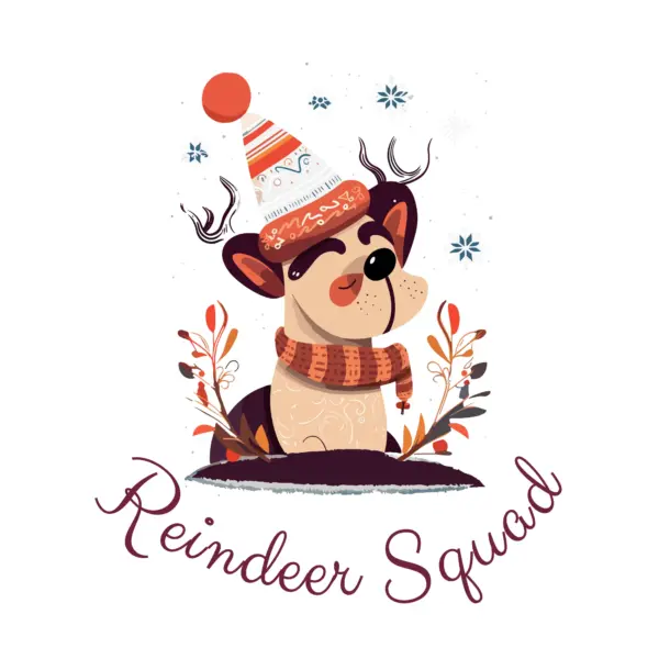 Christmas reindeer with Christmas hat and phrase design