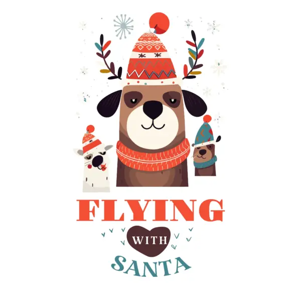 Christmas reindeer with Christmas hats and Christmas phrase design