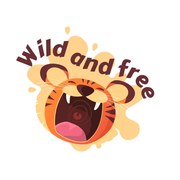 Tiger roaring with freedom phrase design