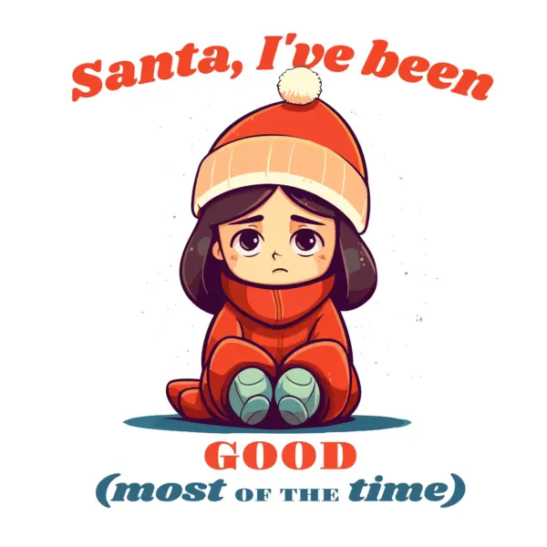 Sad girl waiting to receive Christmas gift design