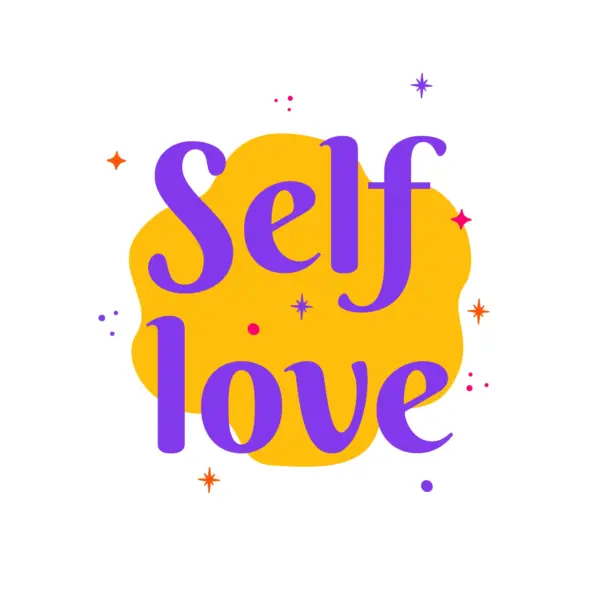 Love phrase decorated with stars, sparkles and circles design