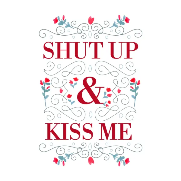 Love phrase with roses, hearts surrounded by ornaments design