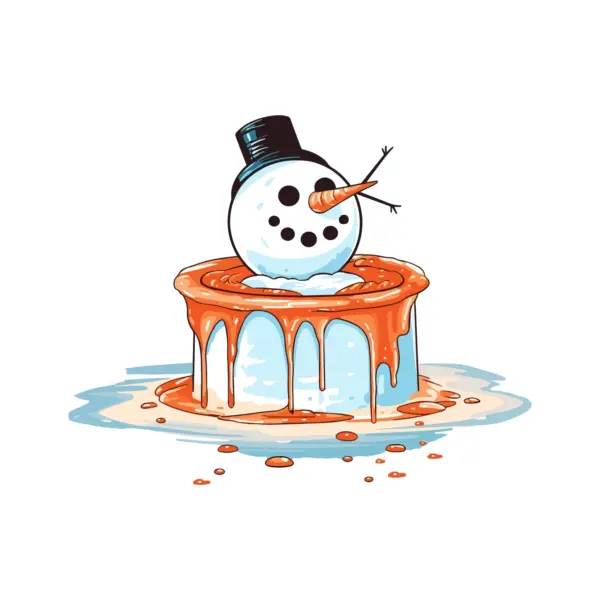 Smiling melting snowman design