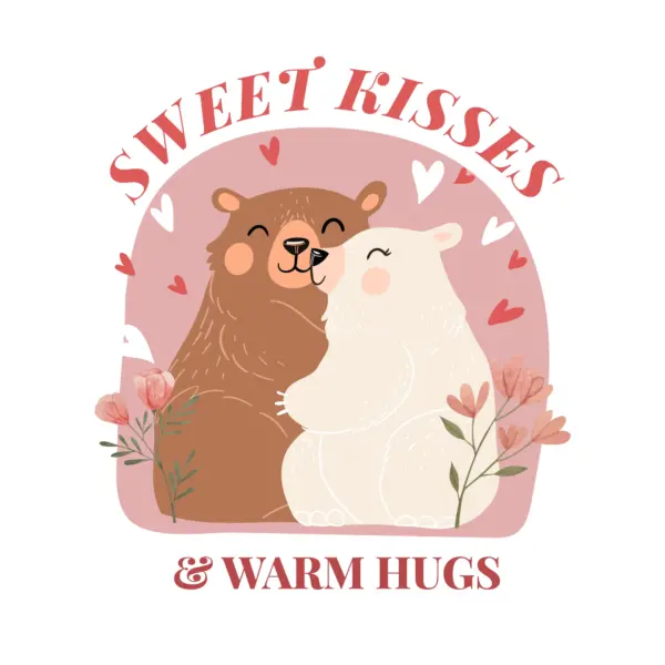 Couple of bears kissing each other with a love phrase design