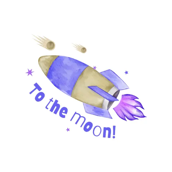 Rocket traveling among the meteors and stars with sentence design