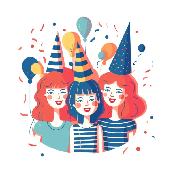 Trio of girls celebrating a birthday balloon party design