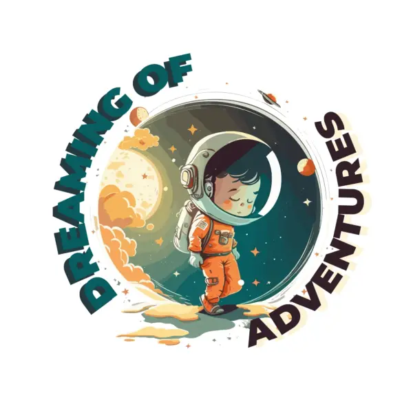 Sleeping child with astronaut suit and dream line design