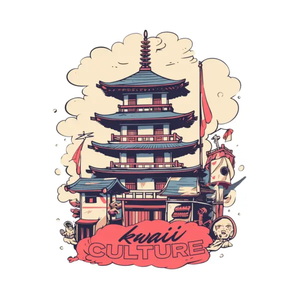 Japanese pagoda with phrase about culture design