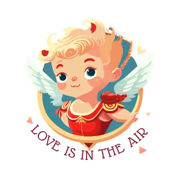 Baby in suit with cupid wings with love phrase design
