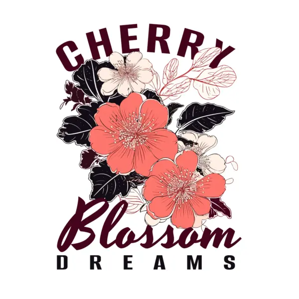 Traditional Japanese flowers with phrase design